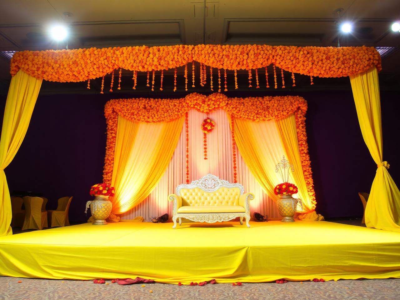 Elegant holud stage by Event Baazar